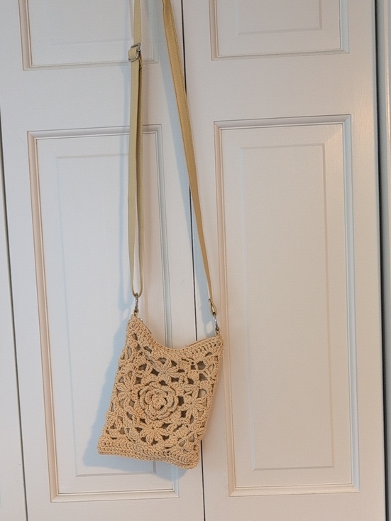 Accessories - Handmade Crochet Crossbody Bag in Beige